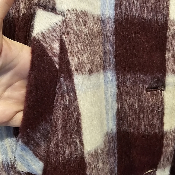 Ugg Koolaburra Plaid Mid Length Coat Shacket Jacket Removable Fur Collar Sz L&M - Picture 9 of 16